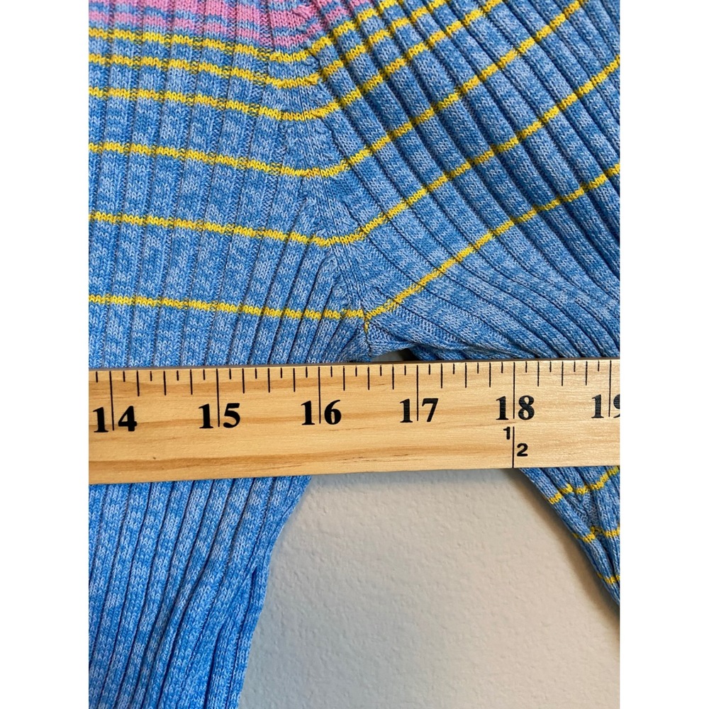 Staud Womens Cargo Ribbed Colorblocked Cardigan Multi Pink Blue Striped Large - Picture 5 of 7